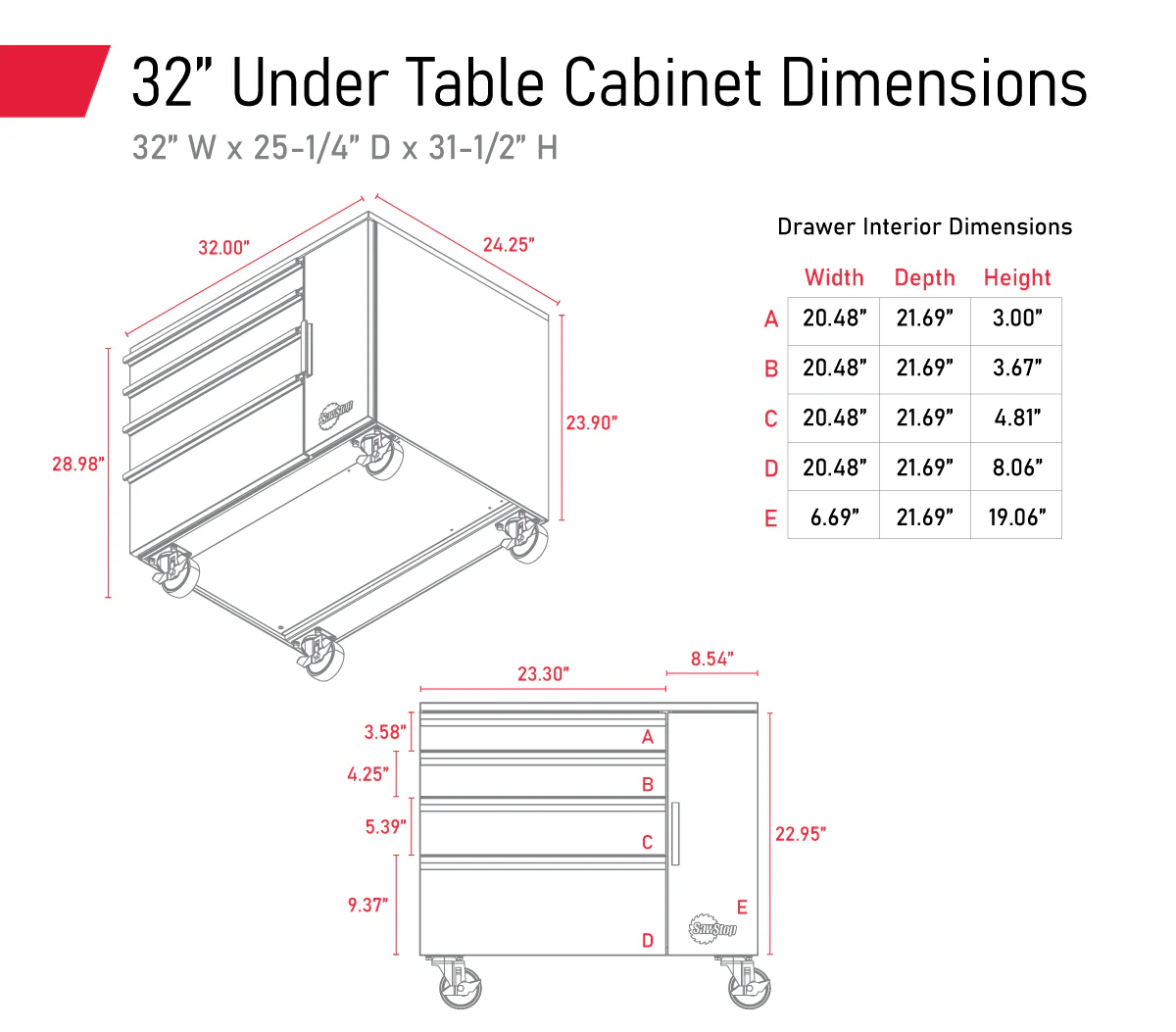 32" UNDER TABLE CABINET - Image 2