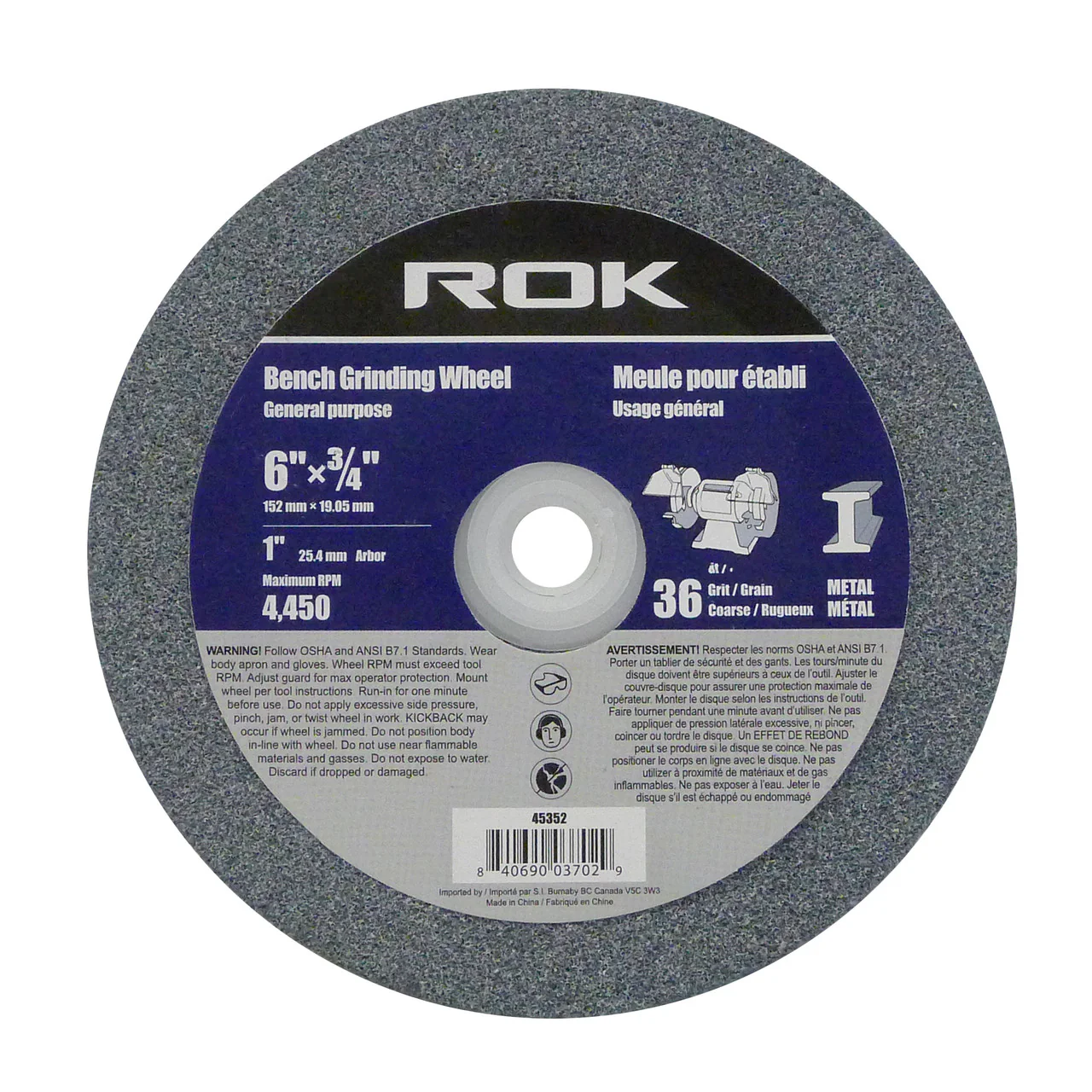 BENCH GRINDER WHEEL 6" 36G
