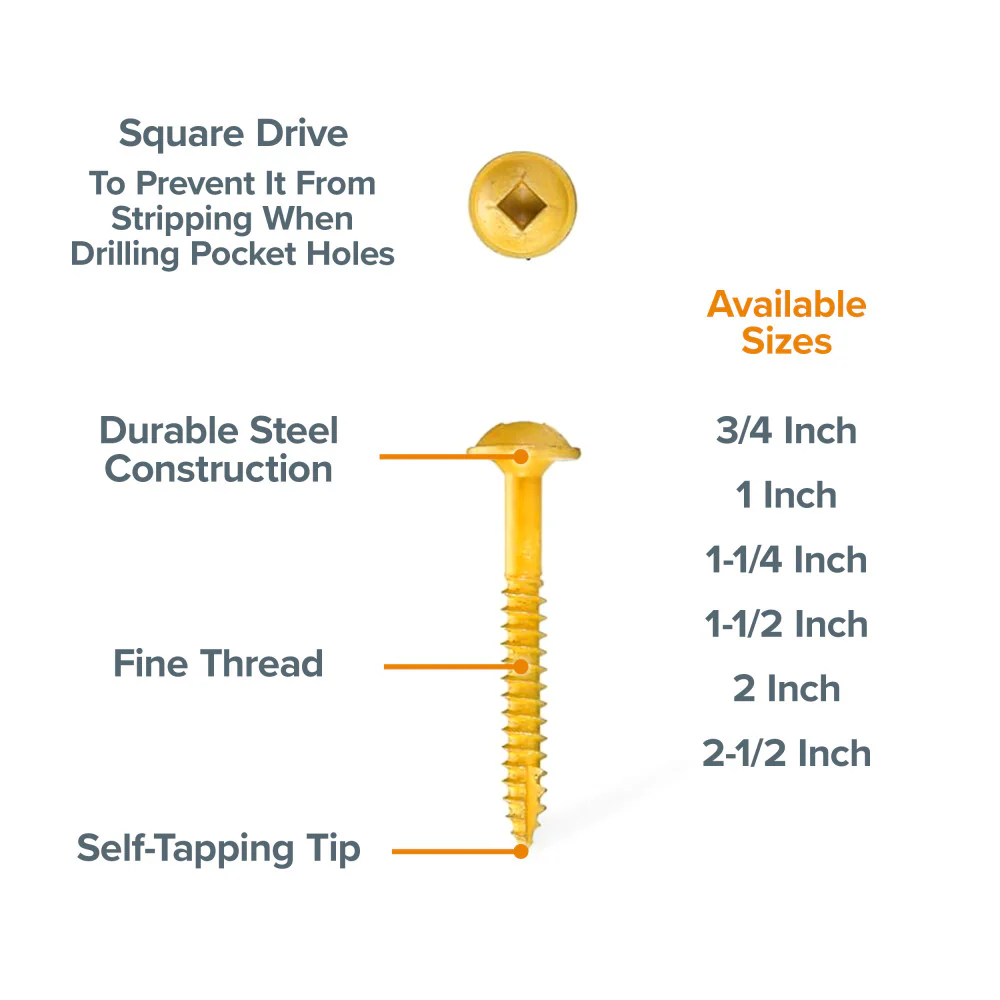 BORA Pocket Hole 1-1/4" Fine Screws 100pcs - Image 3
