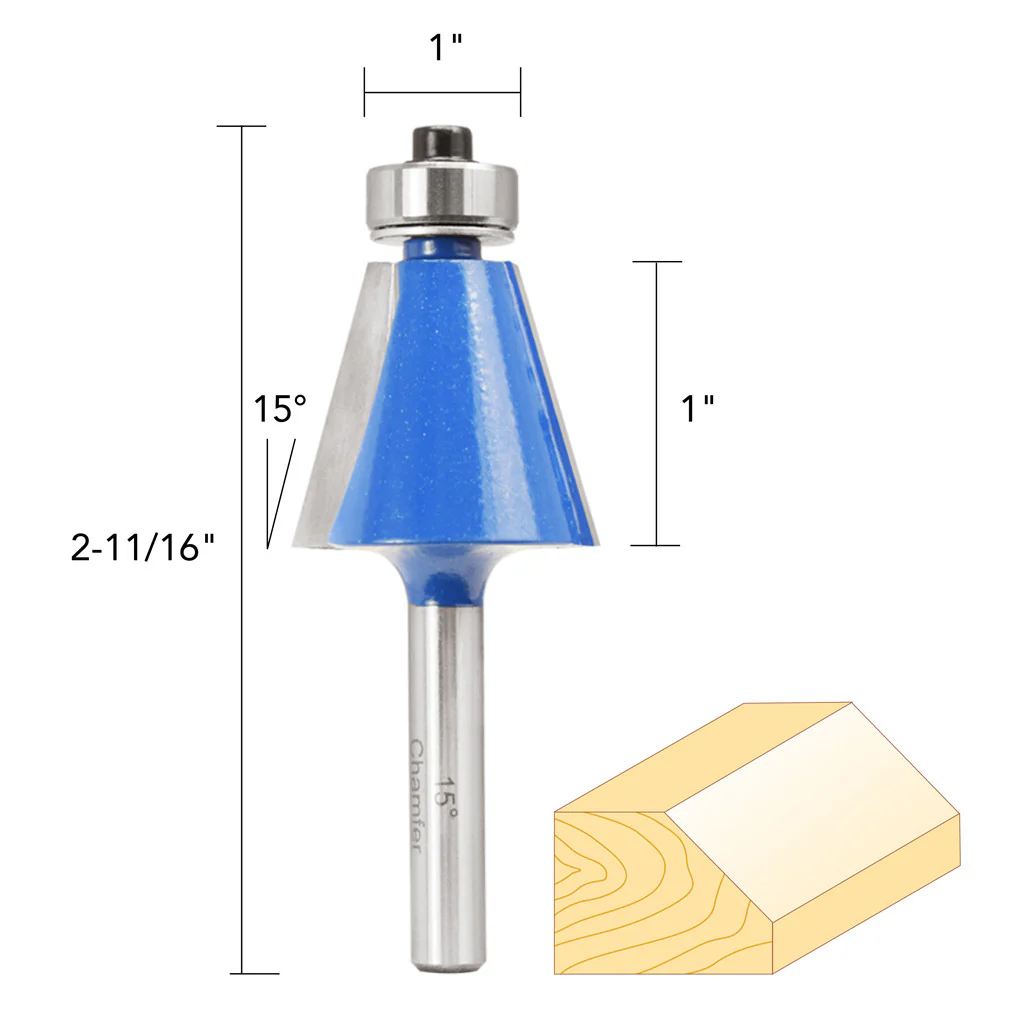 1" 15� CHAMFER ROUTER BIT 1/4" SHANK - Image 4
