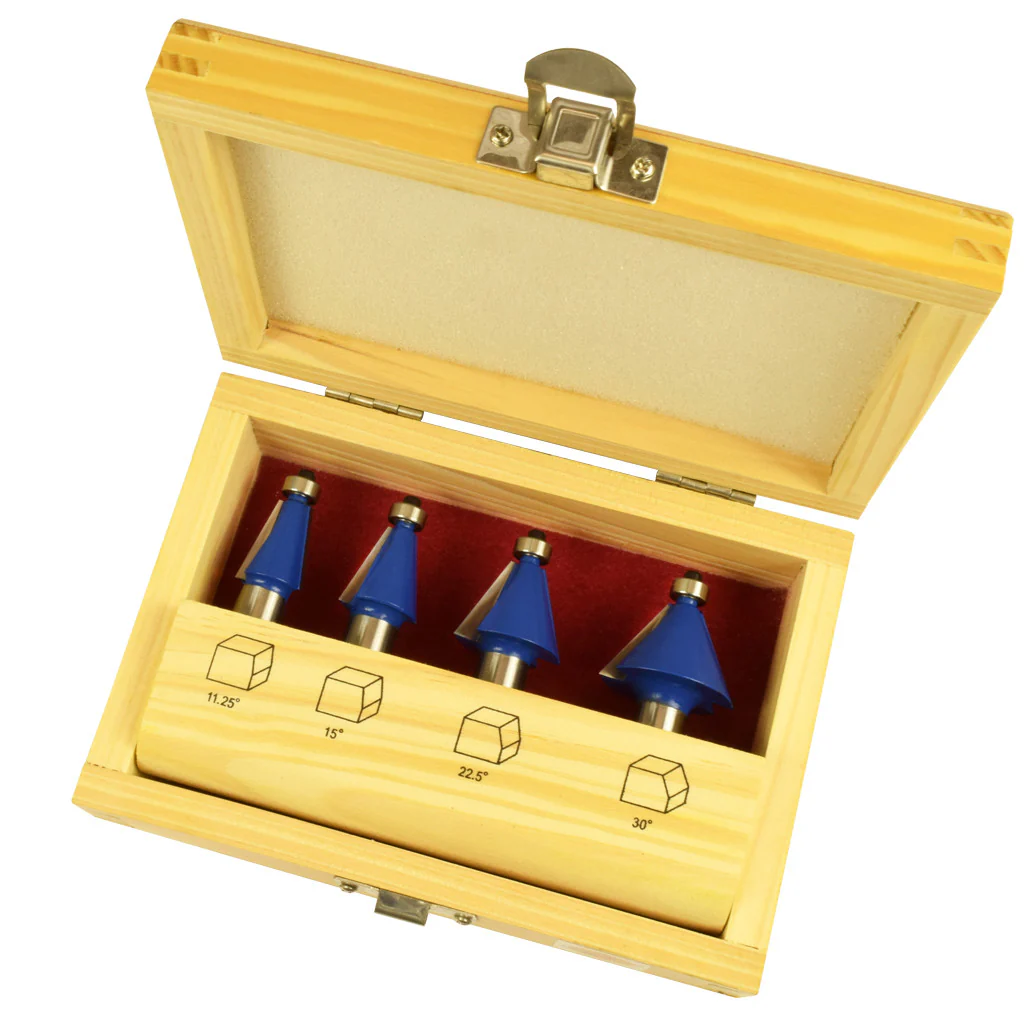 4PC CHAMFER BIT ROUTER BIT SET 1/2" SHAN - Image 2