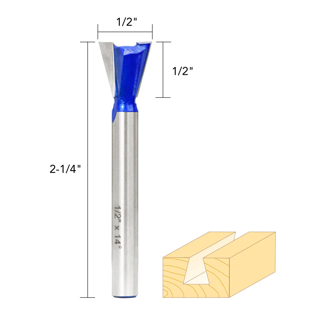 1/2" 14° DOVETAIL ROUTER BIT 1/4" SHANK - Image 5