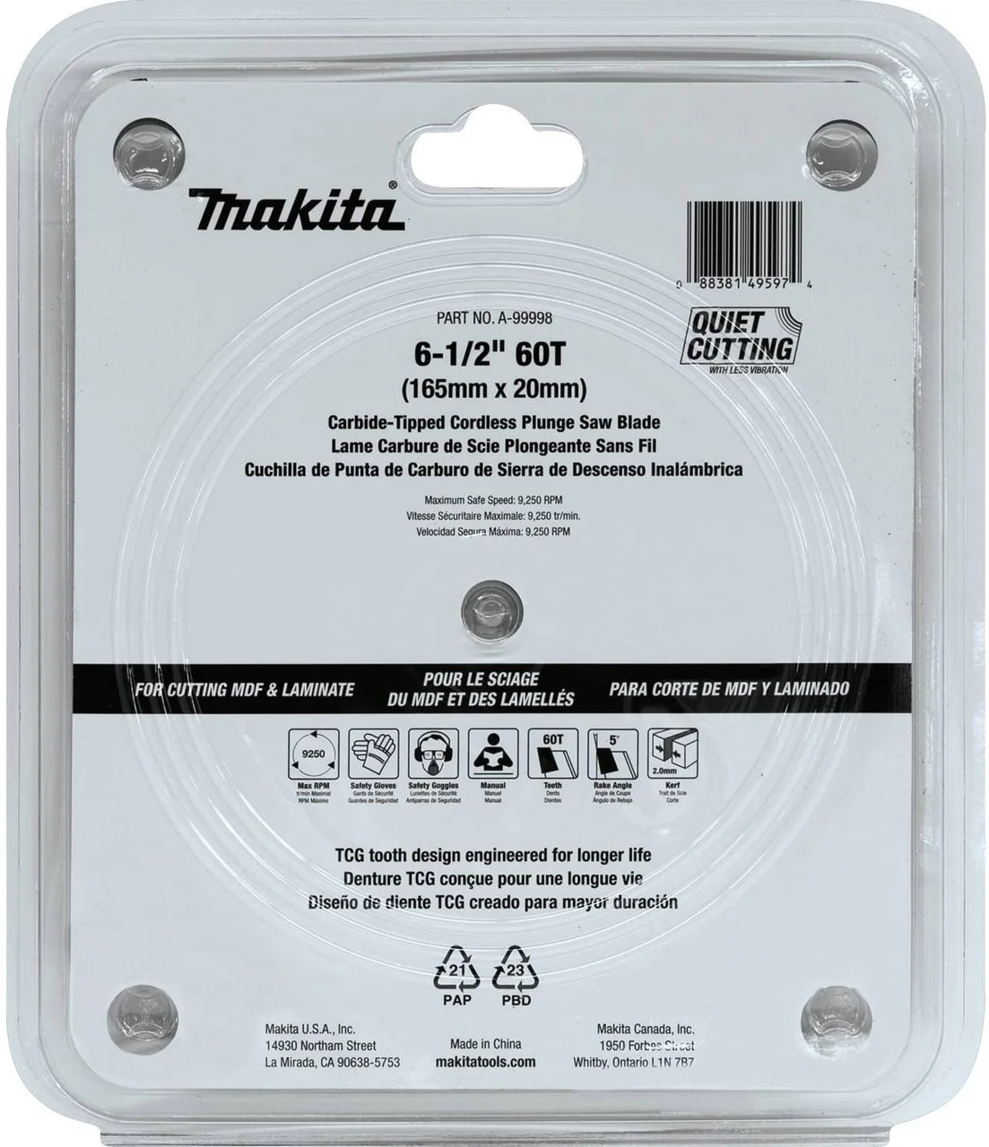 SAW BLADE CT 6 1/2 60T FOR MDF MAKITA - Image 2