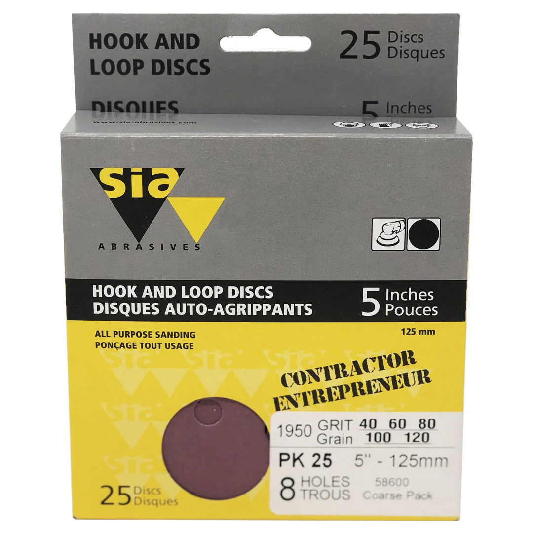 SIA 5" X 8 HOLE HOOK AND LOOP DISCS ASSO 58388