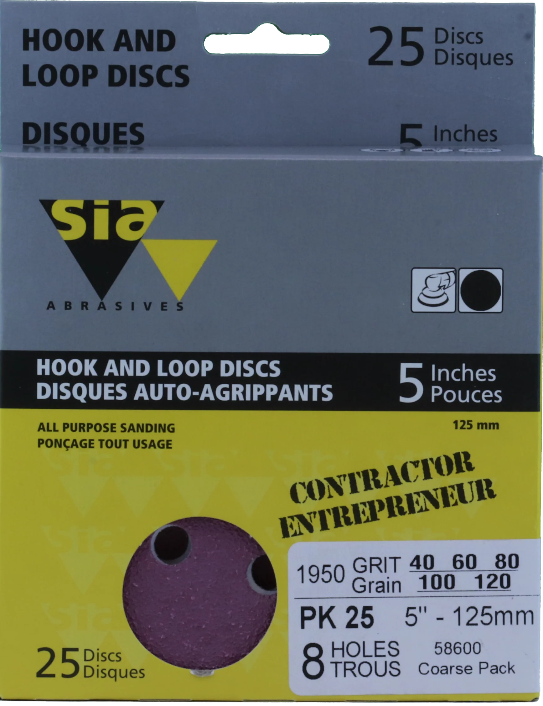SIASPEED 5" HOOK LOOP DISCS COARSE 25PK