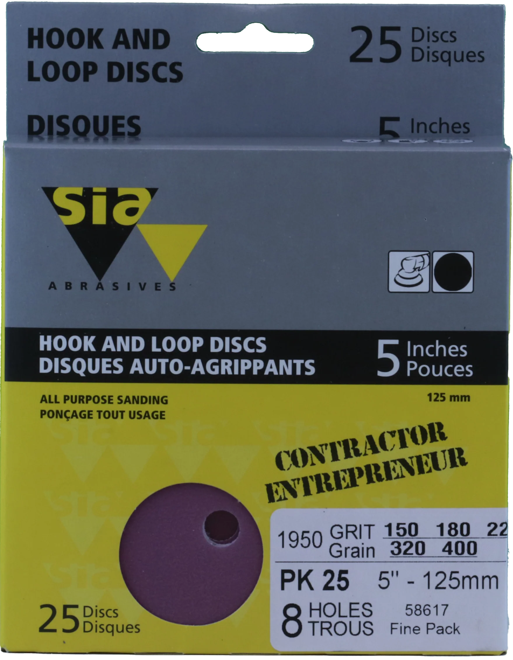 SIASPEED 5" HOOK LOOP DISCS FINE 25PK